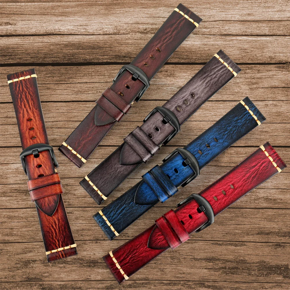 Leather Strap For rolex_watch man Watchband Galaxy Watch Strap 18mm 20mm 22mm 24mm Watch Band Wrist Bracelets Roes Gold Buckle