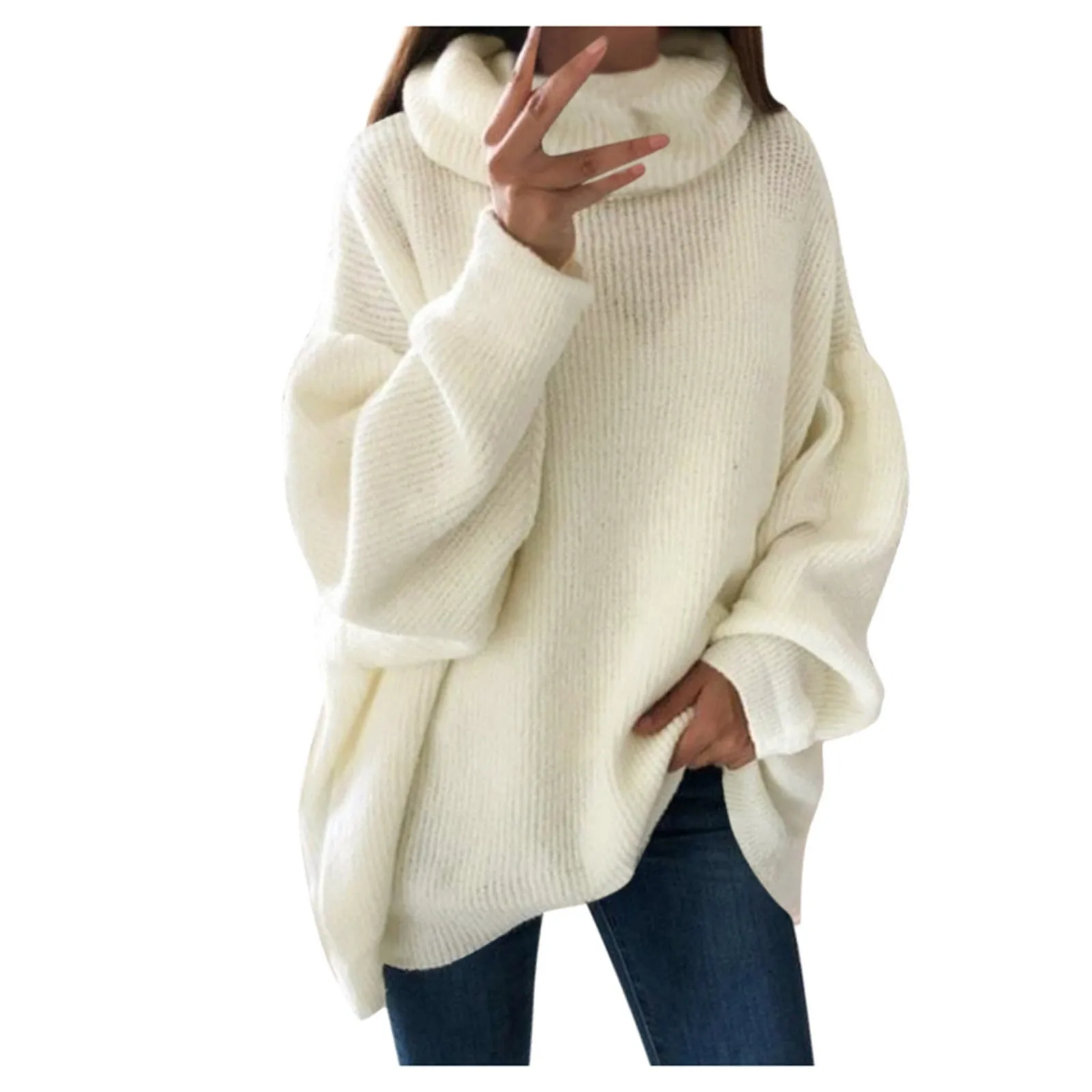 

Women's Fashion Solid Casual O-Neck Shoulder Pocket Knitted Sweater Knitwear Top