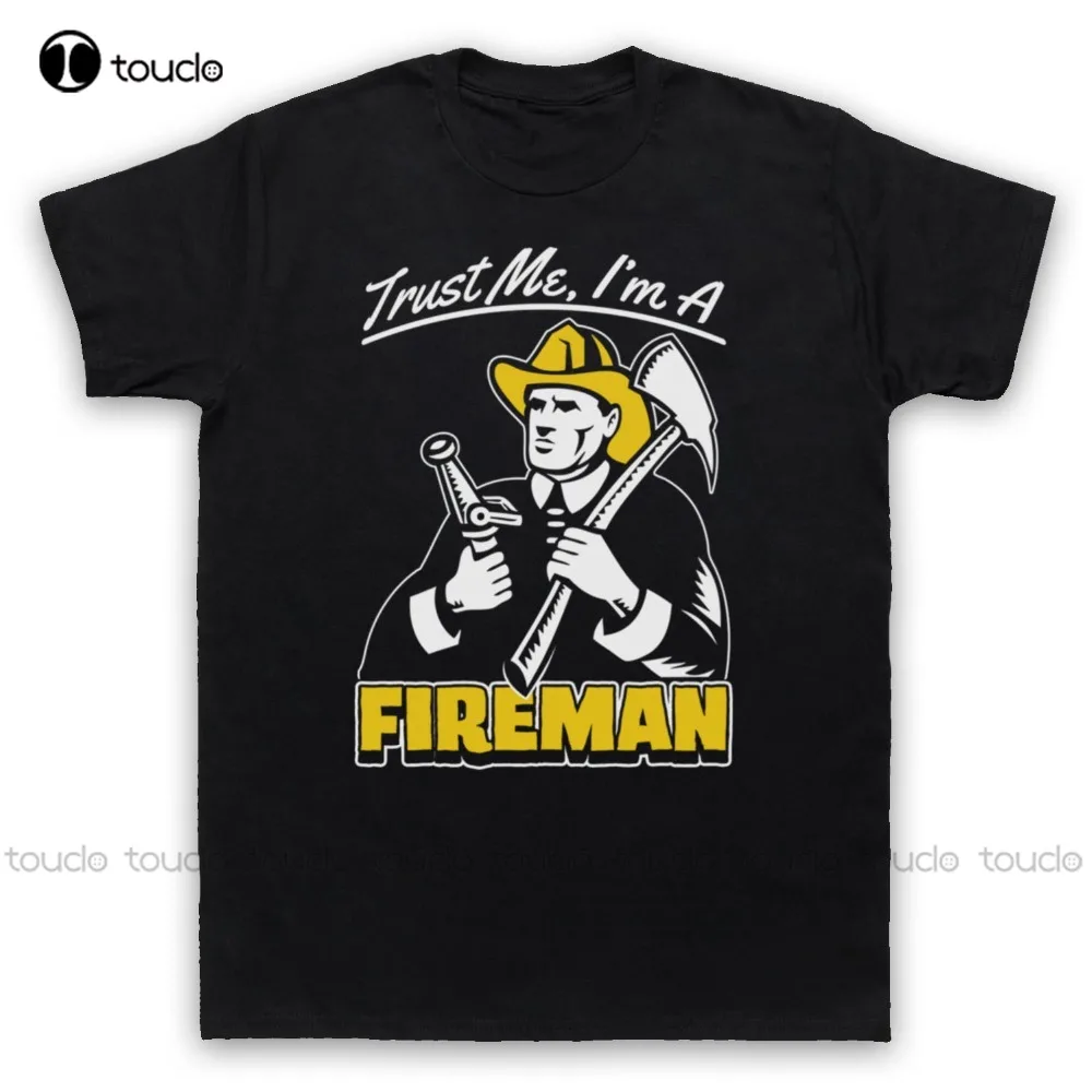 

Летняя хлопковая футболка с коротким рукавом, надпись «Trust Me A Fireman», смешная, для работы, юмористический девиз, мужская, женская, Детская футб...