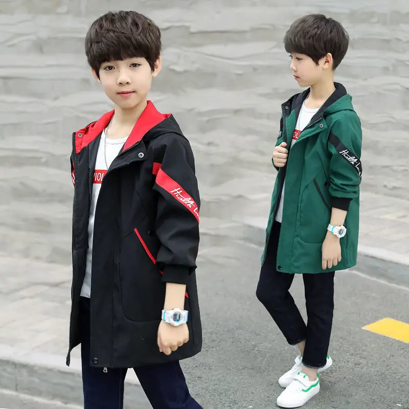 Весенне осенний Тренч для мальчиков подростков новая детская модная