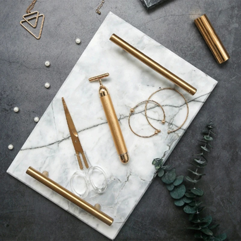 Скандинавский стиль позолоченная ручка керамический Мраморный поддон для