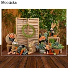 Фон для фотосъемки с пасхальным изображением сада деревянного дома кролика яиц цветов декора торта Разбиваемые фоны для фотостудии