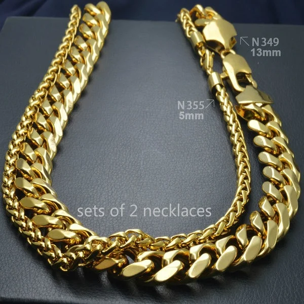 

Cool Sets of 2 necklace in 50 60 70cm length chain jewelry for men or women