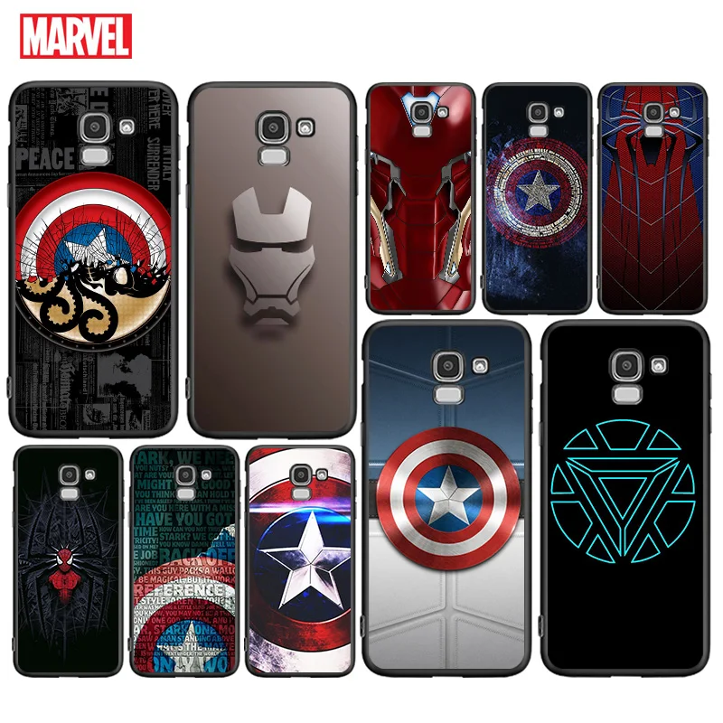 

Marvel Superhero Logo Cover for Samsung Galaxy J8 J7 Duo J6 J5 Prime J4 Plus J3 J2 Core 2018 2017 2016 Black Phone Case
