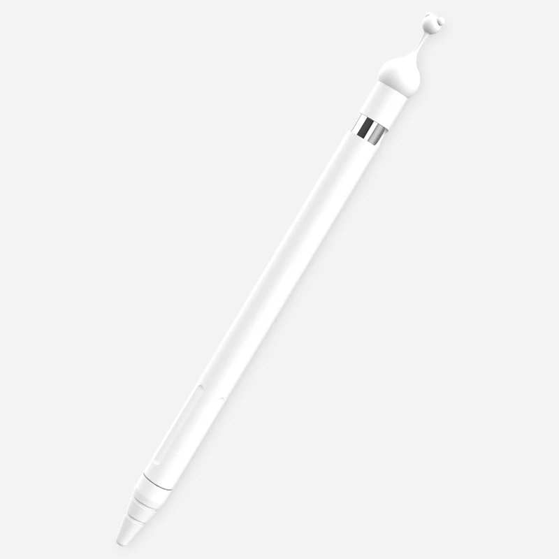 1 Set Cute Cartoon Bear Anti-scroll Silicone Protective Pouch Cap Holder Nib Cover Protective Case Skin For Apple Pencil 1st - Colors: White