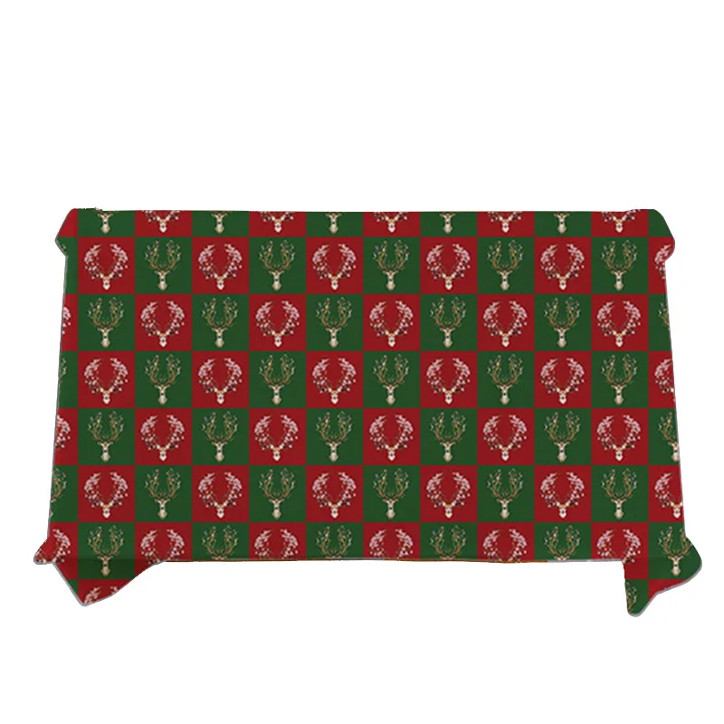 Рождественская Декоративная скатерть решетка льняная в виде Санты лось дерева