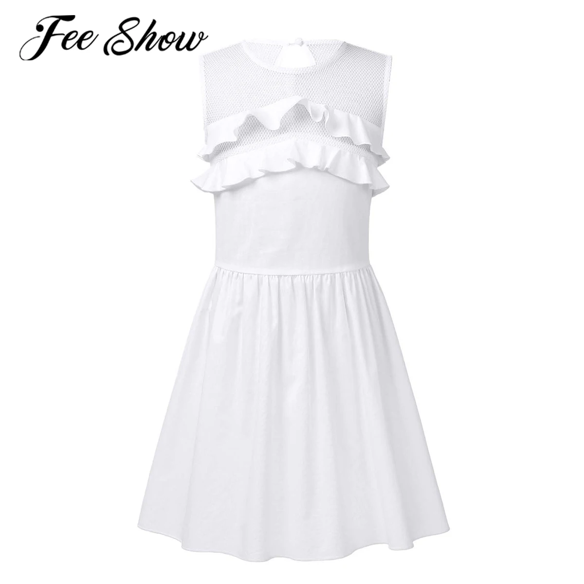 

Kids Girls Summer Clothing Sleeveless Fishnet Ruffle Princess Flower Girl Dresses Children Casual Party Beach Dress Girl Clothes