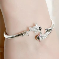 koi fish bangle cuff bracelet for women korea silver color lucky bracelet fashion jewelry female beautiful gifts
