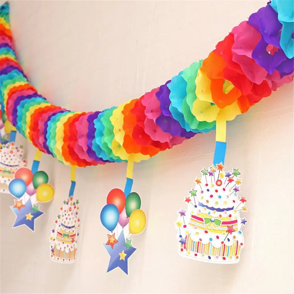 

Birthday Paper Garland Color Stripe Birthday Decoration Party Supplies Arrangement