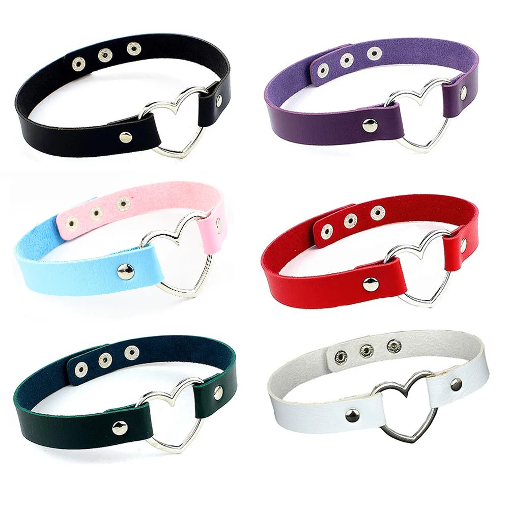 Трендовое сексуальное панк готическое кожаное колье чокер в виде сердца