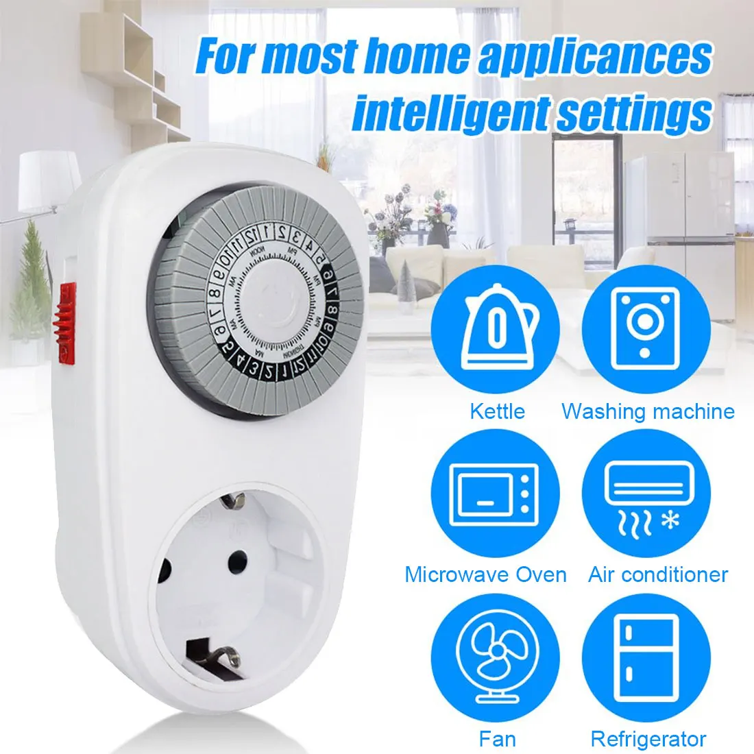 

230V EU Spine Temporary Switch, An Energy-saving Mechanical Protection Socket, 24-Hour Intelligent Protector Inserted Time