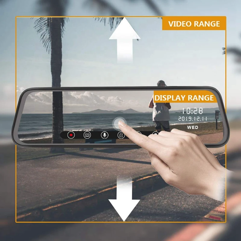 IPS 10 дюймов Dash Cam зеркало заднего вида быстрая камера с FHD 2K + 1080P Двойной объектив