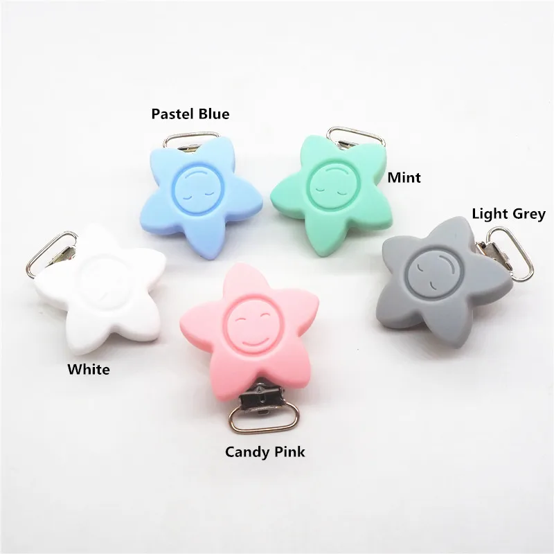 flower 20mm Chenkai 10 шт. силиконовая цепочка для прорезывателя с Микки клипспесификатором, держатель для прорезывателя, зажимы DIY, Детская мышь, животное, для кормления, прорезыватель, игрушка, зажим - Цвет: flower 20mm