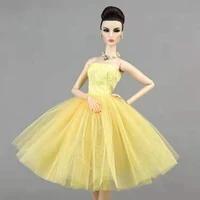 classic yellow 4 layer princess lace dresses for barbie doll clothes short ballet dress tutu gown vestido 16 bjd accessory toys