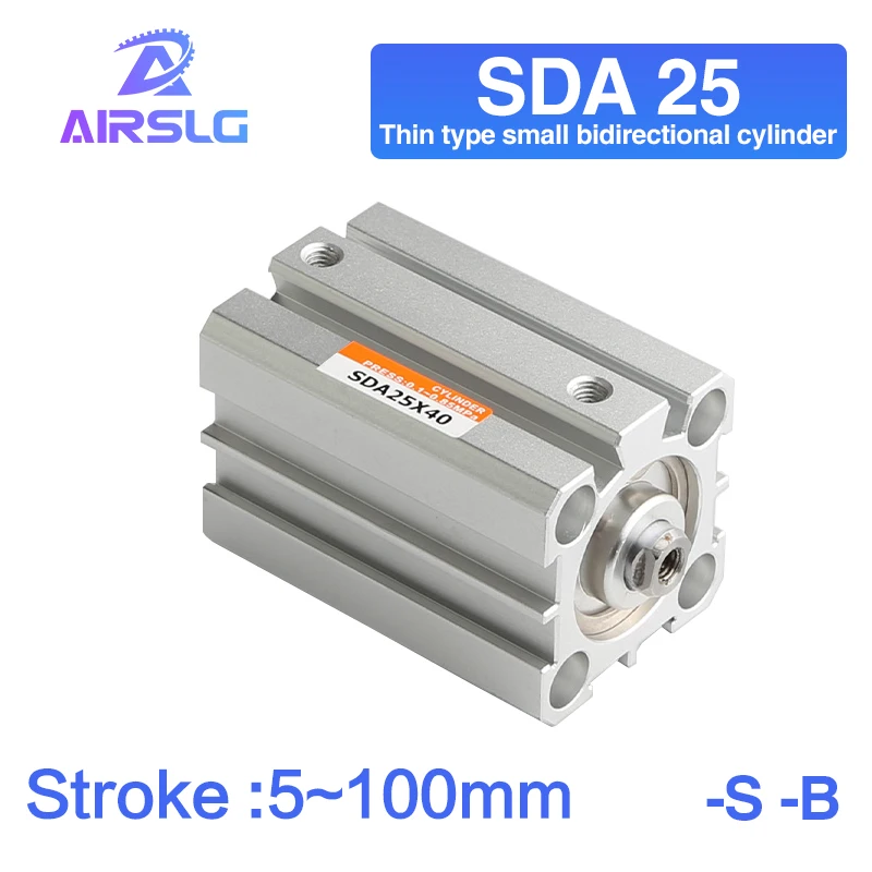 

AIRTAC Type SDA SD25 5~100mm Stroke -S -B 25MM Bore Air pneumatic cylinder double acting compact cylinder female/male thread