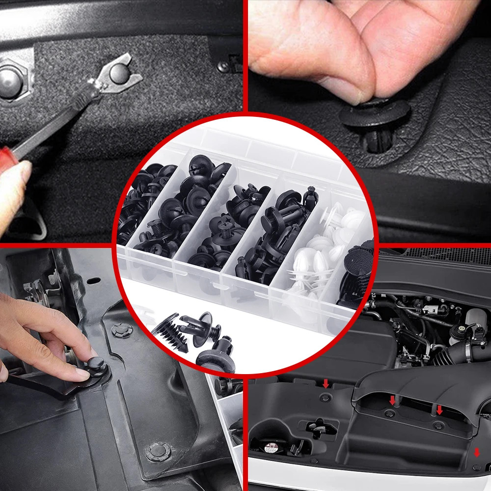 

6 Size 100pcs Auto Fastener Clip Mixed Car Body Push Retainer Pin Rivet Bumper Door Trim Panel Retainer Fastener Kit