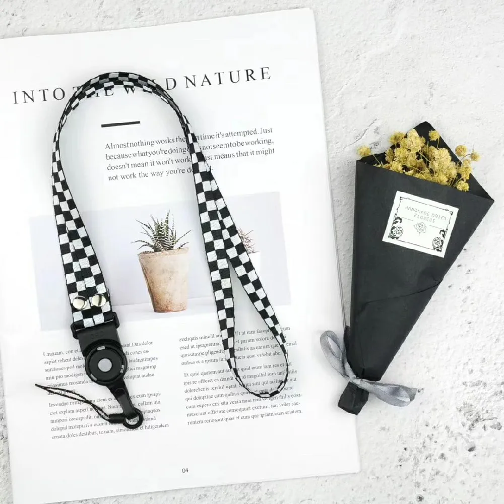 Шейный ремешок в клетку для ключей держатель телефона модный клетчатый шнурок