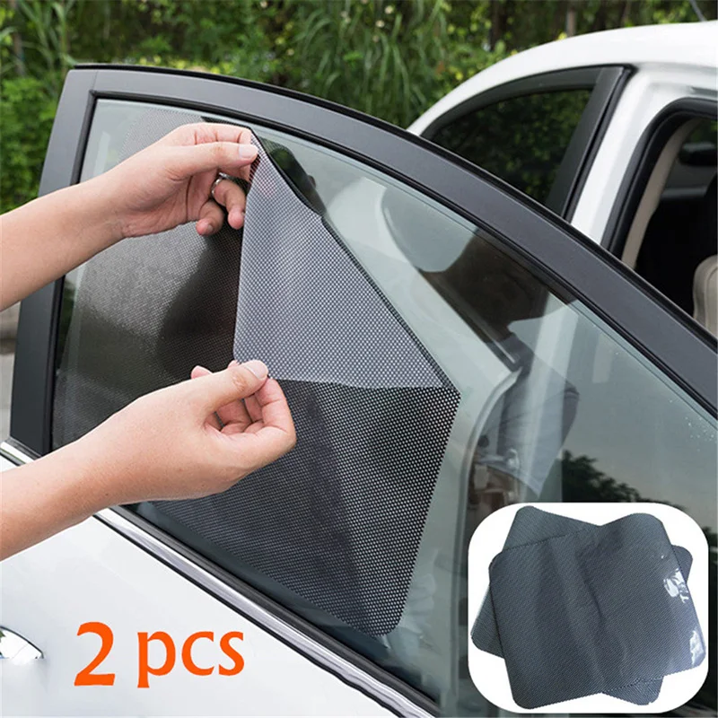 

2pcs 42x38cm DIY Car Sun Shades Film Sun Protection Window Cover Black PVC Sunshade Side Window Shield with Small Holes