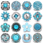 5 шт.лот ювелирные изделия 18 мм кнопки светло-голубой горный хрусталь металл 18 мм цветок кнопки подходят для браслета