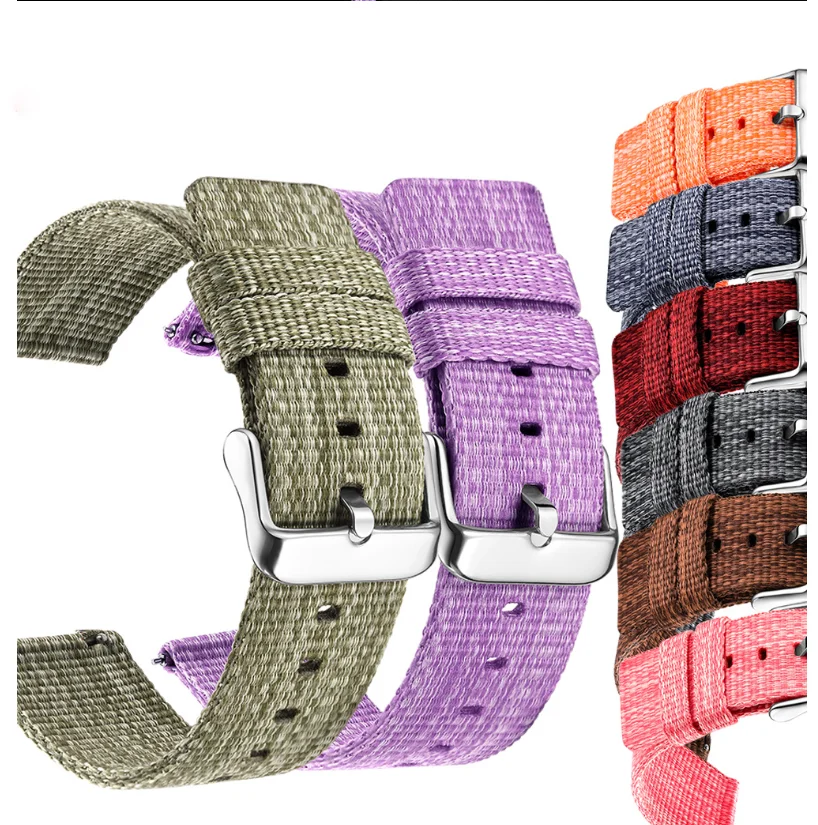 

18mm 20mm 22mm Nylon Canvas Strap Watchband for Samsung Galaxy Watch 42mm 46mm Active 2 Gear S2 S3 Amazfit Bracelet Band