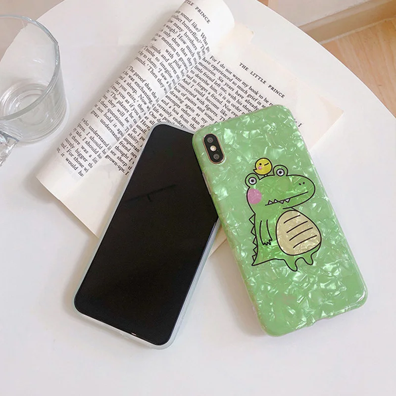 Милый чехол для телефона с изображением крокодиловой раковины iPhone XR X XS Max мягкий