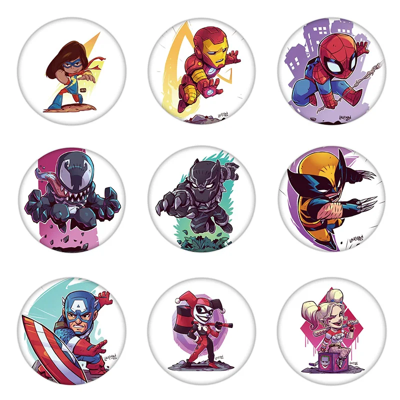 9 шт. оптовая продажа микс мультфильм Броши Marvel Hero Мститель Черная пантера Venom