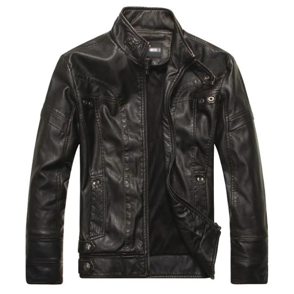 Мужская теплая куртка на молнии в стиле ретро Куртки из искусственной кожи