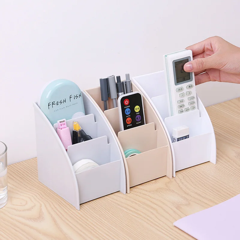 

Multi-Functional Trapezoid Organizer Remote Control Storage Box Mobile Phone Holder Makeup Storage Case Desk Decor