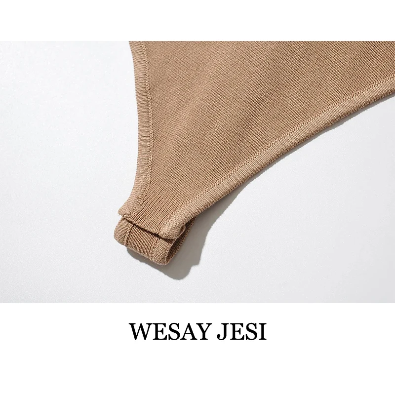 

WESAY JESI Summer Fashion Jumpsuit Female 2021 Multicolor One-Piece Bodysuit Women Knitting Stretch Self-Cultivation Jumpsuit