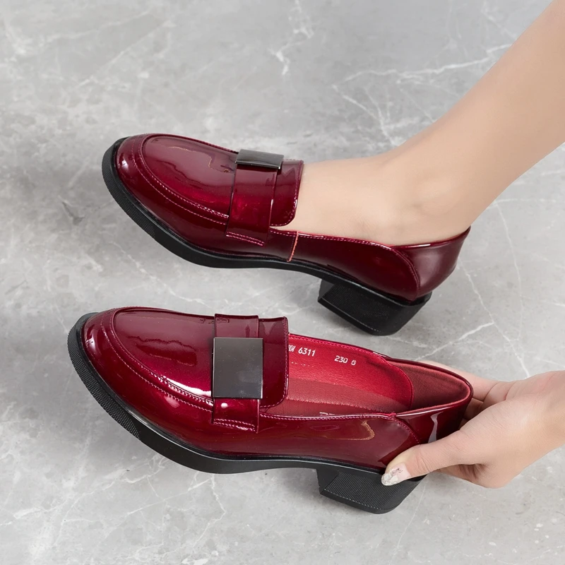 Women Vintage Shoes 2020 Brand Office Ladies Loafers Leather Fashion Metal Decoration Slip On New Spring Autumn | Обувь