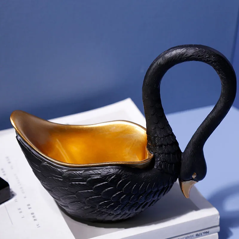 Nordic Gold Drawing Swan Statue Resin Animal Storage Container Home Decoration Accessories Modern Decorative Ornament Room Decor | Дом и сад