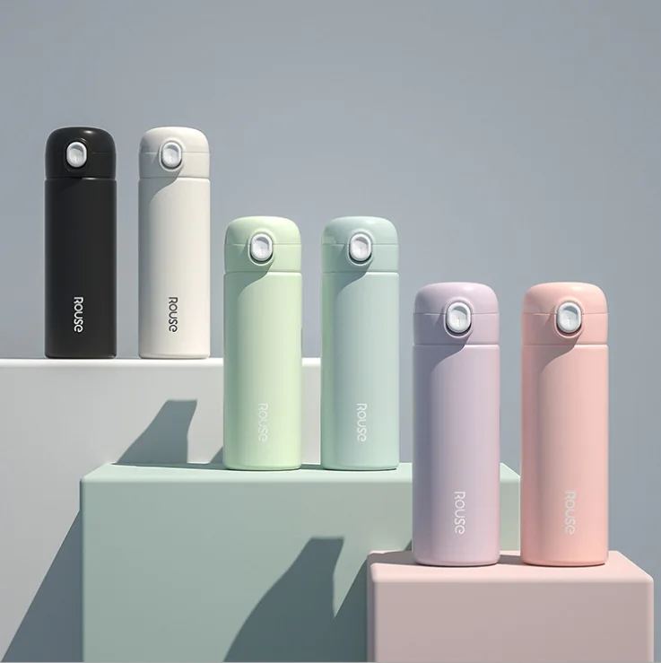 

Портативная однотонная вакуумная колба из нержавеющей стали с прыгающей крышкой, 304, вакуумная колба для детского сада, офиса, мужчин, женщи...