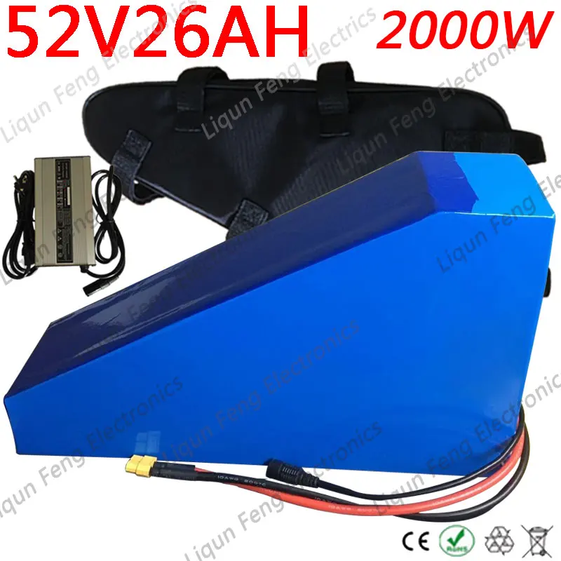 2000W 52V литиевая батарея 14S 13AH 15AH 18AH 20AH 22AH 25AH электрического велосипеда с зарядным