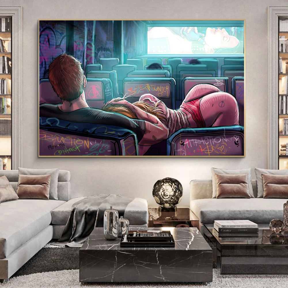 

Graffiti Art Sexy Women Lover Canvas Painting Wall Art Nude Posters Prints Wall Pictures for Living Room Home Cuadros Decoration