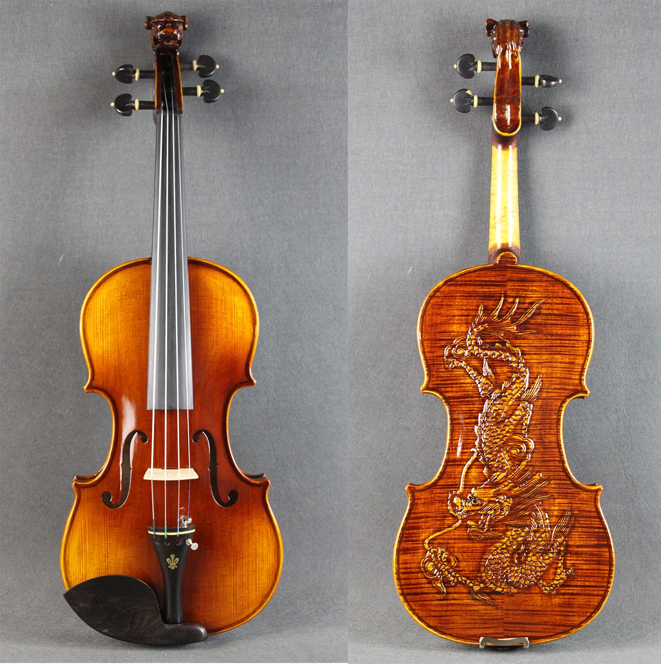 

4/4 Handmade violin Dragon Carved 4/4 Violino Strong tone Excellent 4/4 바이올린 كمان Free Case and Bow