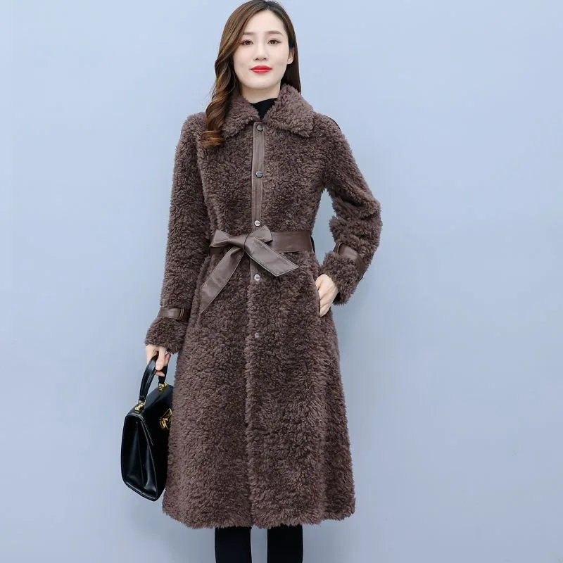 Cashmere Coats Single Breasted Faux Fur Coats Long Warm Fahsion Office Lady Jackets Outwear Luxury Women 2021 Winter Clothes