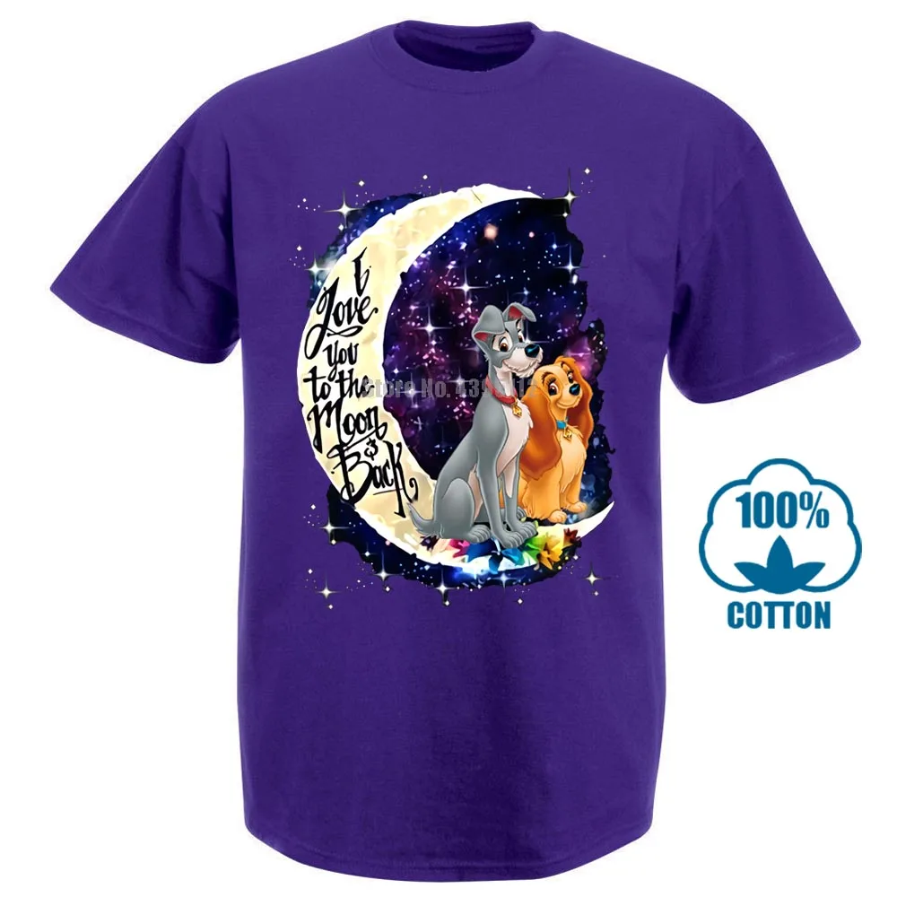 Фиолетовый Леди и бродяга I Love You To The Moon& Back футболка черный хлопок для мужчин S 4Xl - Цвет: Фиолетовый