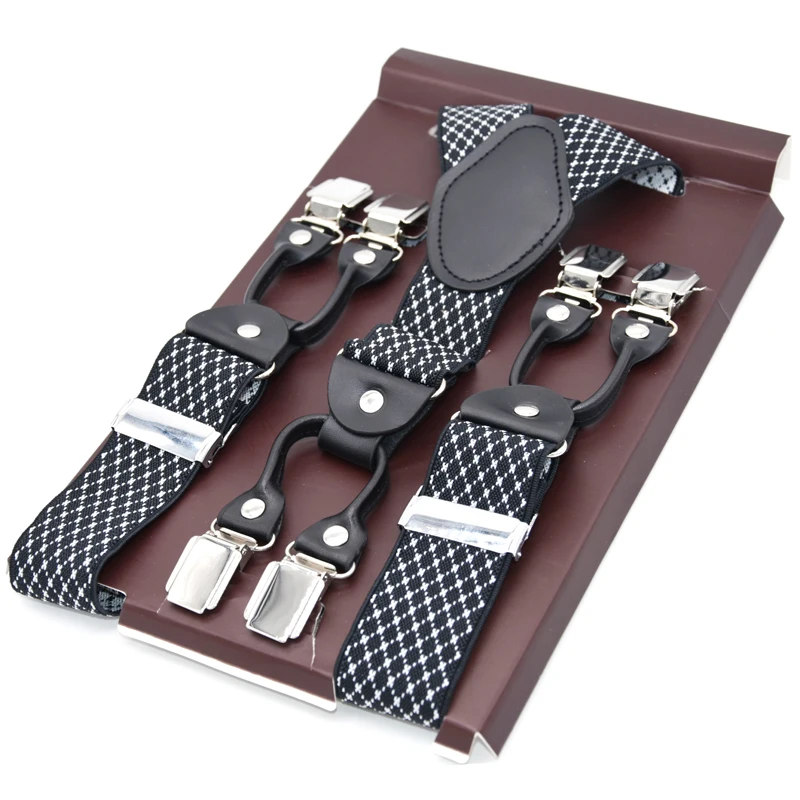 Черные кожаные подтяжки мужские ремни зажимы подтяжек винтажные повседневные