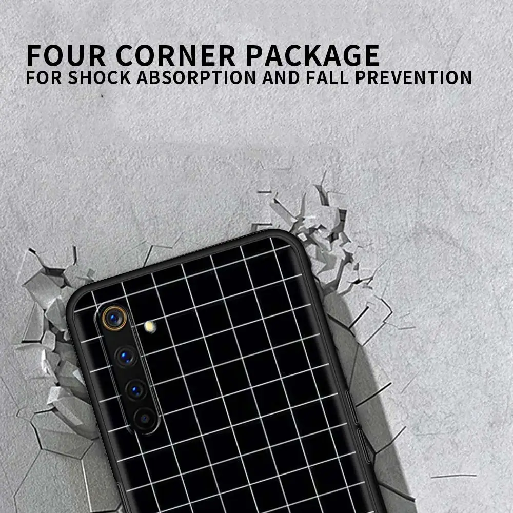 

Black White Checkered Black Capa For Oppo A53 A52 A9 2020 A94 A74 A55 A93 5G Finf X2 Lite Reno4 Pro Soft Silicone Luxury Case