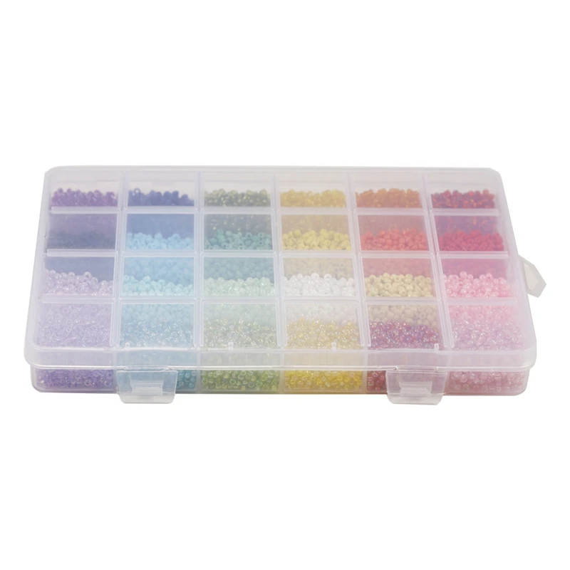 

12000Pcs 3mm Glass Seed Beads 24 Colors Loose Beads Kit Bracelet Beads with Storage Box for Jewelry Making