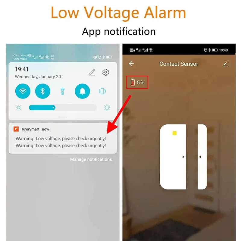 

Tuya Smart Home WiFi Door Sensor Tuya App Notification Window Door Detector Security Alarm Sensor Support Alexa Google Home