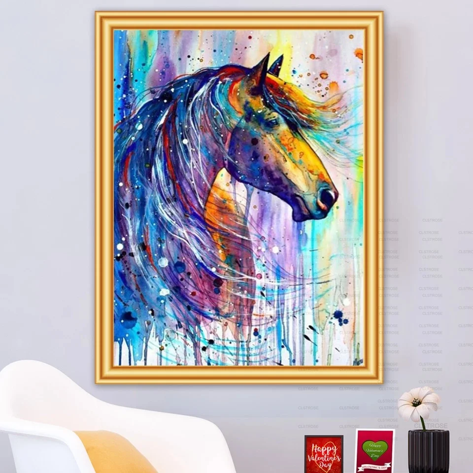 

Diy 5D Diamond Painting European Style Acrylic Material Jun Ma Pentium Color Painting Ink Painting Living Room Furniture