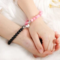 2pcs magnetic bracelet peach heart pendant charm couple chain for lover friend men women dropshipping