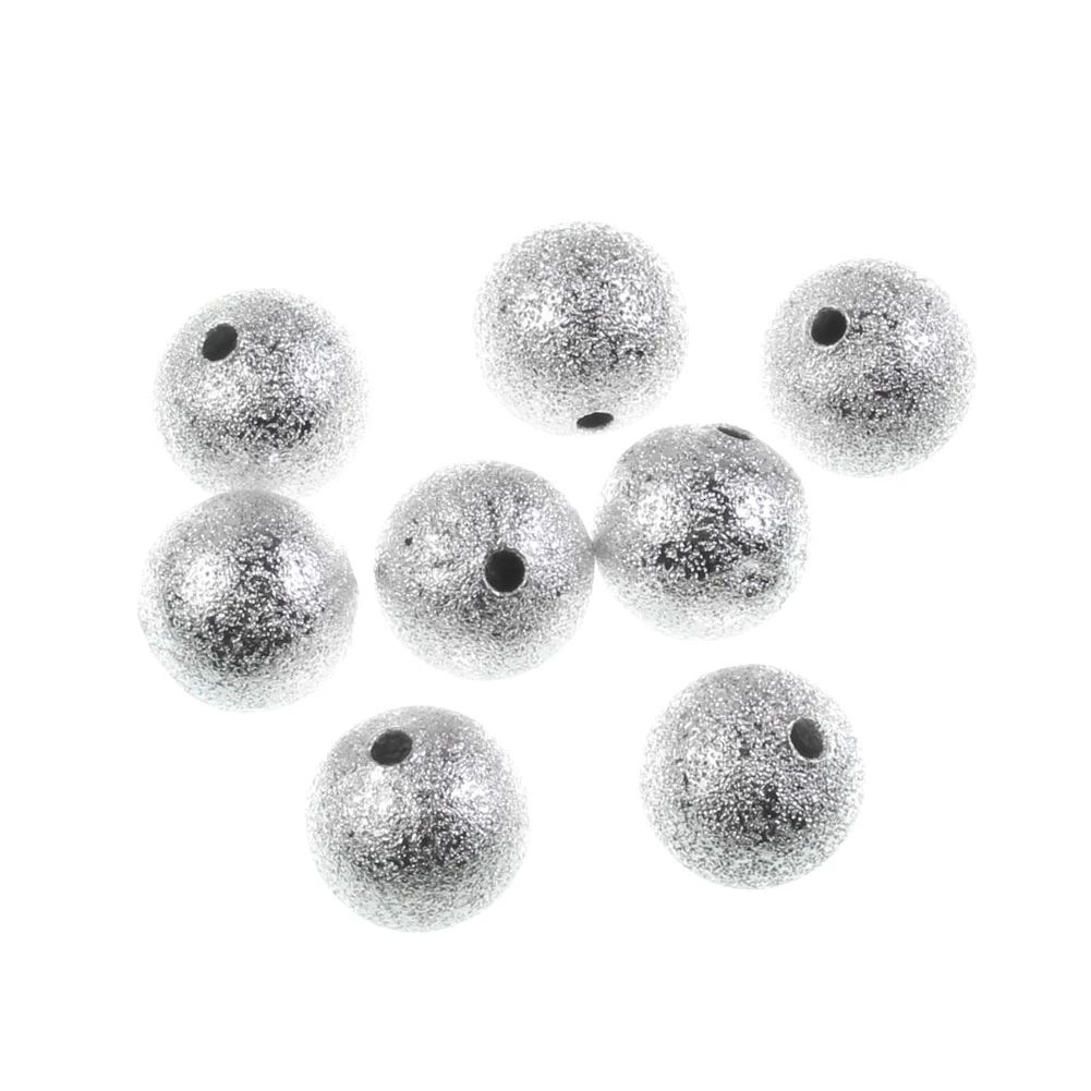 Sliver 100 шт Круглые Медные Бусины с матовой звездной пылью для ювелирных изделий, свободные разделители для браслетов и ожерелий, аксессуары для изготовления ювелирных изделий своими руками - Цвет: Sliver