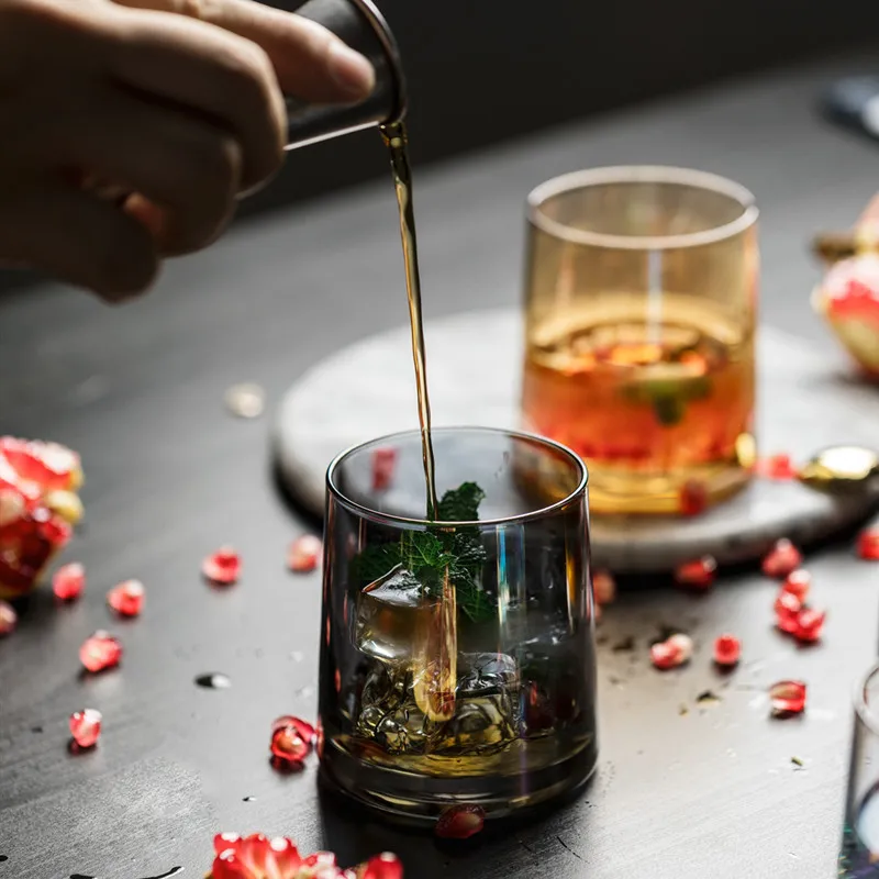 Винный Бокал для виски Ins бокал вина с дымчатым янтарем бокалы молока воды сока