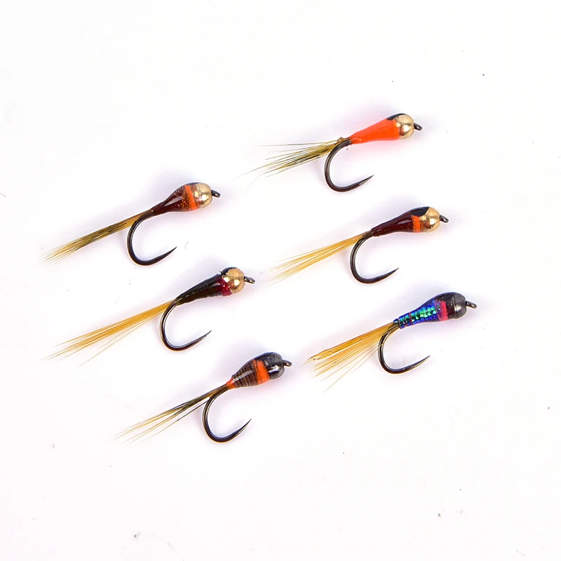 

6PCS Copper Head Nymph Beadheads Fly Trout Grayling Trout Fishing Quick Sink Fly