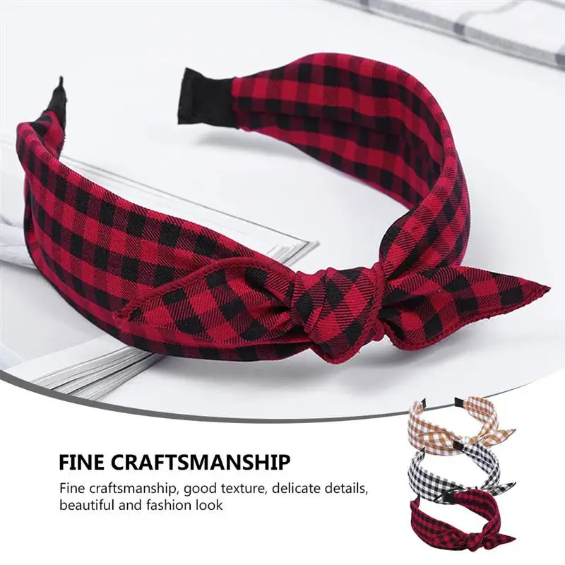 

3PCS Cloth Wide-edged Hair Clasp Lattice Knotted Headband Decor for Lady Girl Women