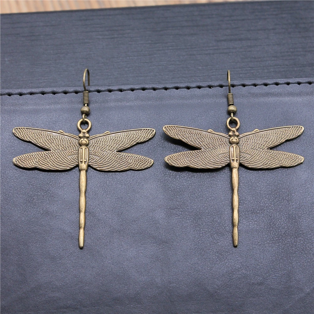 Большие серьги подвески в виде стрекозы модные больших стрекоз украшения