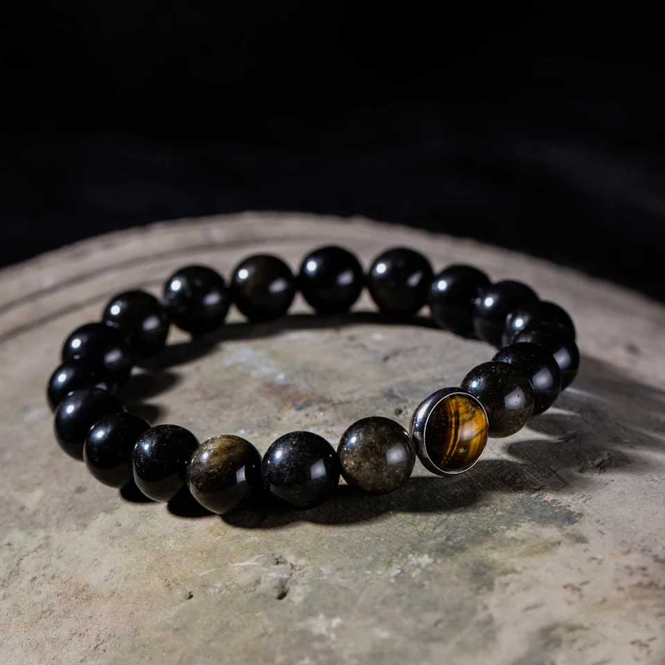 Модные 10 мм браслеты с бусинами из натурального камня для мужчин гематит бисера