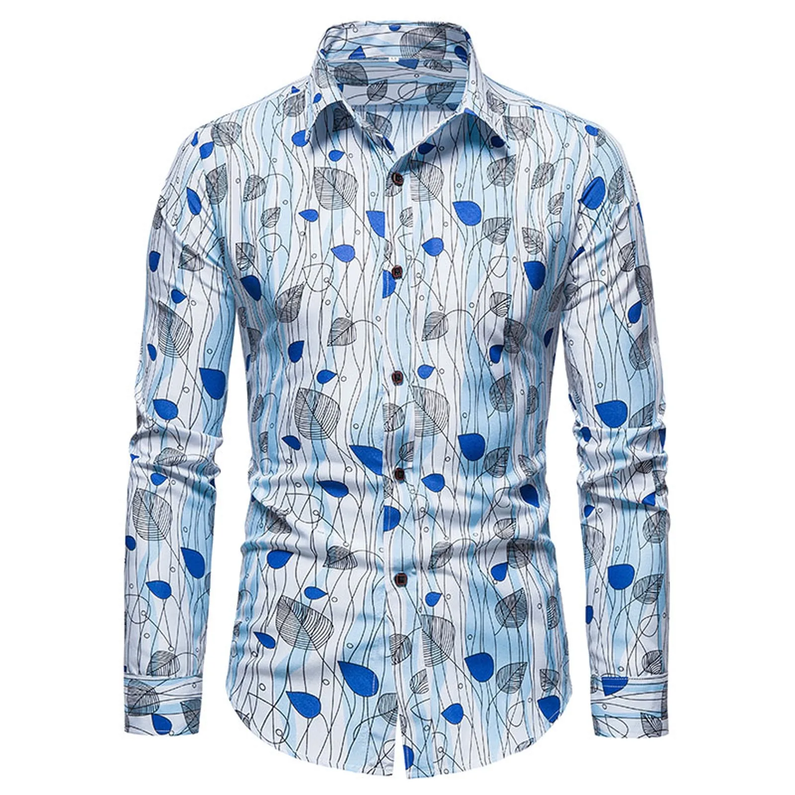 

Men's Shirts Fashion Autumn Winter Printed Casual Lapel Loose Large Size Long Sleeved Button Shirt Handsome Tops Streetwear